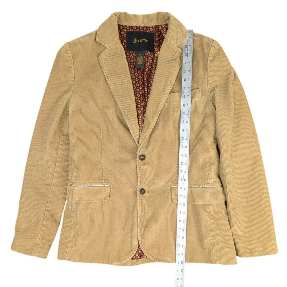 Fink Mens Tan Corduroy Blazer Size M Cotton 2-Button Sport Coat Dark Academia